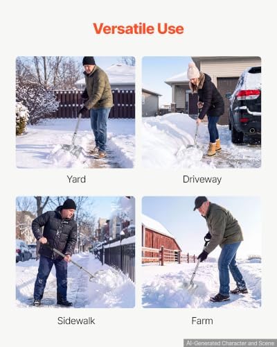 VEVOR 14" Aluminum Metal Snow Shovel for Driveway 52” Height