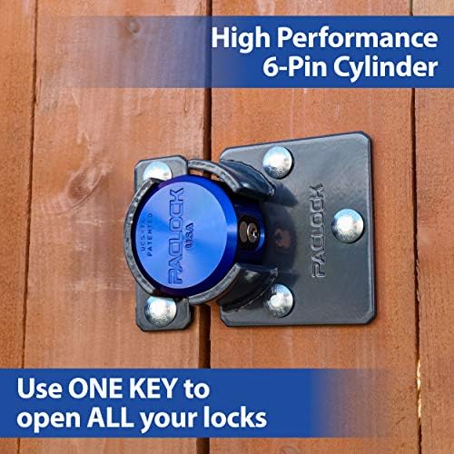 PACLOCK's UCS-7A/775 Hasp and Puck Combo Kit, High Performance 6-Pin Cylinder, One Lock Keyed to a Number U-Pick! w/ 2 Keys, Blue Anod. Puck, Double Coated White Hasp