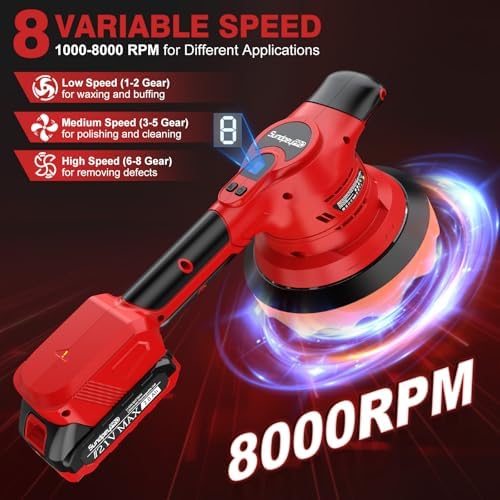 6-Inch Brushless Cordless Car Buffer Polisher Kit for Detailing