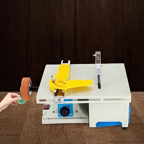 750W Lapidary Saw Polisher Multifunctional Rock Cutting Saw Adjustable Speed Stone Cutter (800-10000 RPM) with Angle Ruler for Polishing, Grinding, and Cutting Jade, Metal, Wood (6in Blade)