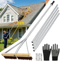 Huracan Snow Roof Rake Year-Round, Leaf Roof Brush with Gloves, 5-21ft Adjustable Leaves Snow Removal Tool, Anti-Slip Handle Cleaning Brush Extension Aluminum Poles, for Shingles Solar Panels Cars