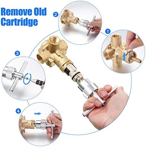 Enhon 1 Pack 1222 Replacement Cartridge Compatible with Moen with Puller, Tub Shower Cartridge Replacement Kit Compatible with Posi temp Faucet, Shower Repair Tool