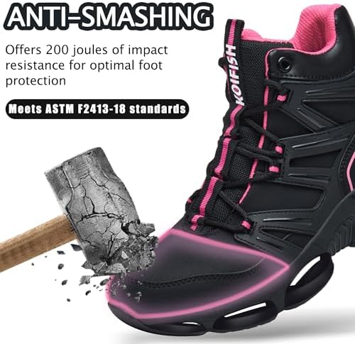 KOIFISH Steel Toe Work Boots for Men Women, Waterproof Steel Toe Boots