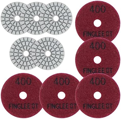 2 Inch Diamond Polishing Pads with 7Pcs Dry Wet Granite Stone Polish Pad Kit for Drill，50-3000 Grit Polishing Pad (5Pcs 400#（Dry/Wet）)