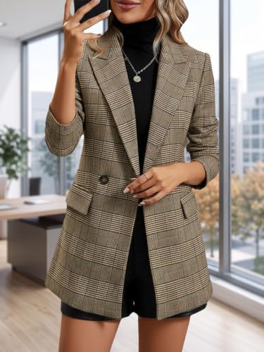 Mina Self 2026 Women's Fall Plaid Blazer Houndstooth Jacket Business Casual