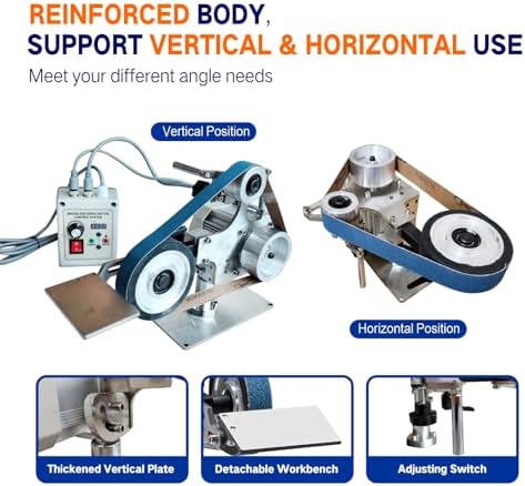 Belt Sander Professional with Vertical and Horizontal Support, 30" x 1" Belt Size, 3 Grit Belts (100/180/240), Metal Wood Knife Sharpening, Adjustable Workbench