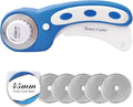 Headley Tools 45mm Rotary Cutter with 5pcs Extra Rotary Blades, Ergonomic Rolling Cutter with Safety Lock for Fabric, Sewing, Quilting, Cloth, Paper, Leather, Crafting, Fabric Rotary Cutter(Navy Blue)