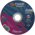 Weiler 58301 5 Inch Cutting Wheel, Tiger Ceramic Stainless Steel Superior Life & Cut Contaminant Free Max Performance Cutting, .045" CER60S Type 1 7/8" Arbor, Pack of 25