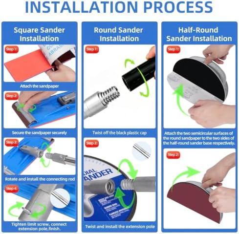 Drywall Pole Sander Kit with Corner Sander, 2 Sanding Heads & 50 Sandpaper