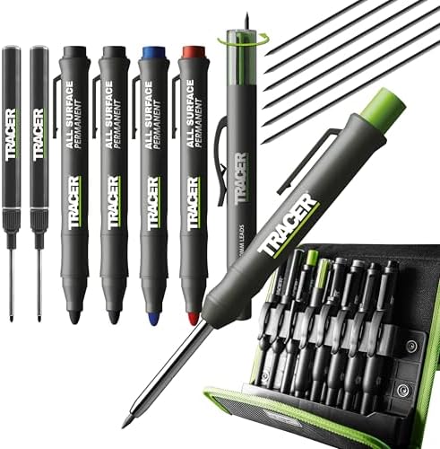 Tracer 8 Piece Construction Marker Kit - Carpenter Pencil Set