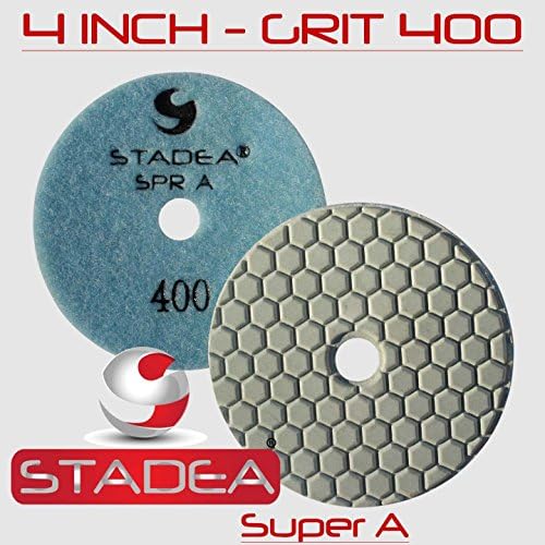 Diamond Polishing Pads 4" Dry For Concrete Granite Stone Polish- Set of 8 Pads, 1 Rubber Backer Holder