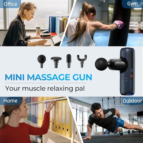 Massage Gun with Heat Therapy, Deep Tissue Mini Muscle Massager