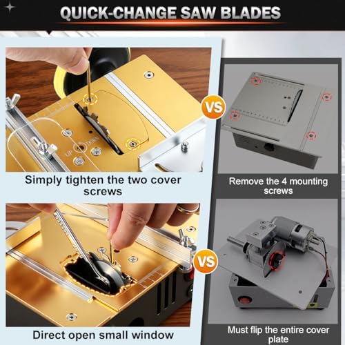 Mini table Saw,mini Table Saws for Crafts,Dual Motors & Switches,small table saw with adjustable cutting angle,depth,and speed,All-in-One Cutting/Grinding/SandingTool,Creat for Hobbyists Model Maker