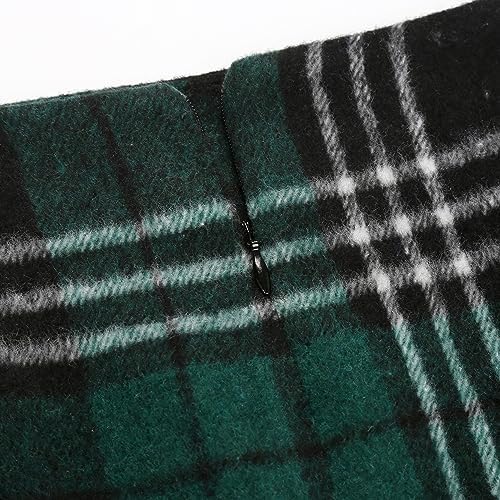 IDEALSANXUN Plaid Skirts for Women Fall Winter Knee Length Pencil Wool Skirt with Slit