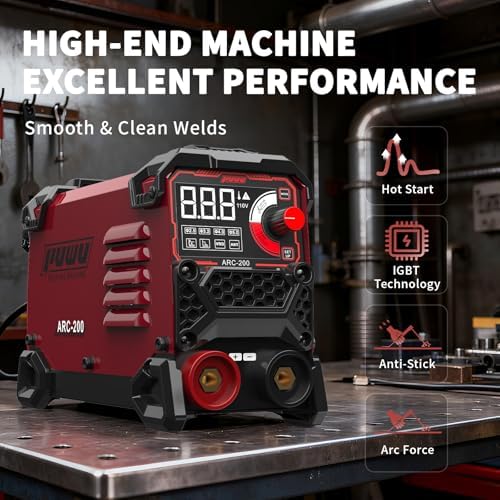 200Amp 110V Stick Welder，ARC/Lift TIG 2-in-1 Welder，Super MINI Portable Welding Machine，Synergic Control IGBT Inverter with Hot Start/VRD/Anti-Stick/ARC Force with 20PCS Rods and Gloves（RED）