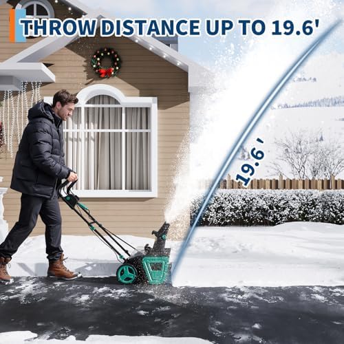 Garvee 20" Electric Snow Blower Cordless - Brushless Motor 23FT Throwing Distance, 180° Rotating Chute Walkways Driveways Snow Thrower Blaster Dual LED Lights(with 2 * 4.0Ah Batteries)