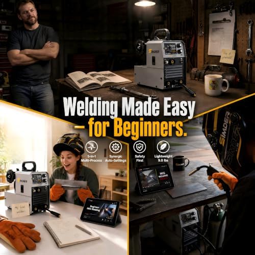SSimder 5 in 1 Multiprocess Pulse MIG Welder, 140A for Home Garage DIY
