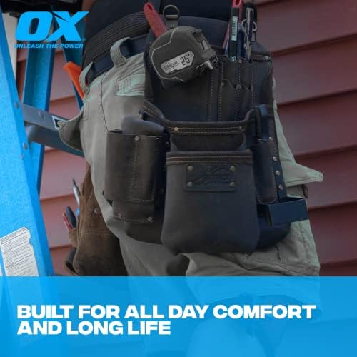 Ox Pro Full Grain Leather Tool Pouches - Made with Double Stitching and Rivet Reinforced Pockets
