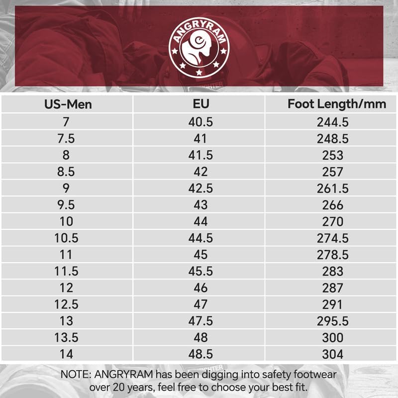 ANGRYRAM Slip on Steel Toe Work Boots for Men Waterproof Safety Shoes