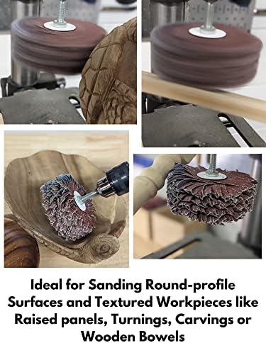 LINE10 Tools 4-inch Sanding Mop Kit, Moulding Flap Wheel Sander for Drill, 120 Grit Mop Sanders Brush, 1/4" Shank, Abrasive Flapper Sander for Woodworking, Contours, Finishing, Pack of 1