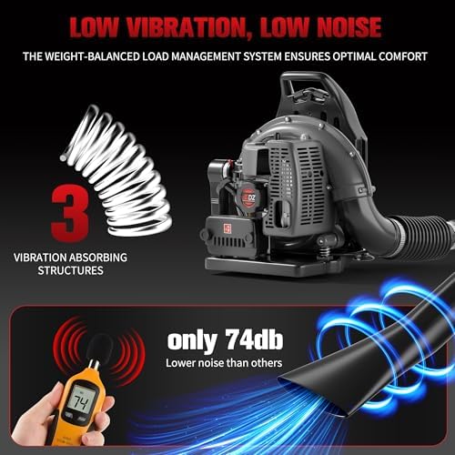TDH Backpack Leaf Blower,63CC Backpack Blower with 665 CFM & 205 MPH