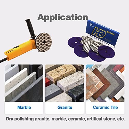 Dry Diamond Polishing Pads - 8pcs 5 inch #30 Sanding Pads Kit for Granite Marble Ceramic Used on Angle Grinder or Polisher