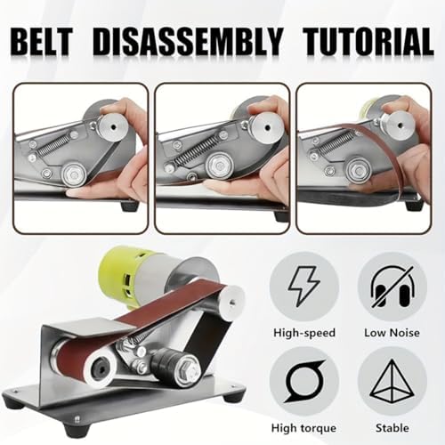 Multifunctional Mini Belt Sander, Electric Knife Sharpener with 7 Adjustable Speeds, 15 Degree Angle for Kitchen Knives, Wood, Plastic, and Crafts - Polisher with Dual Direction Rotation & Accessories