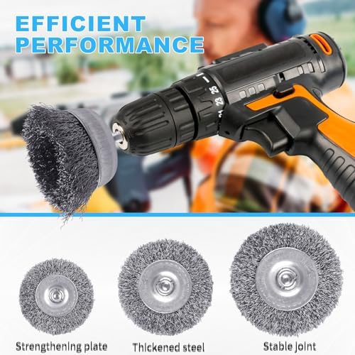 Rocaris 28 Pack Wire Wheel Brush, Carbon Steel & Twist Knot Cup Brush