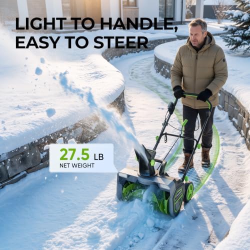1800W Corded Electric Snow Blower, Snow Thrower for Driveways/Patio