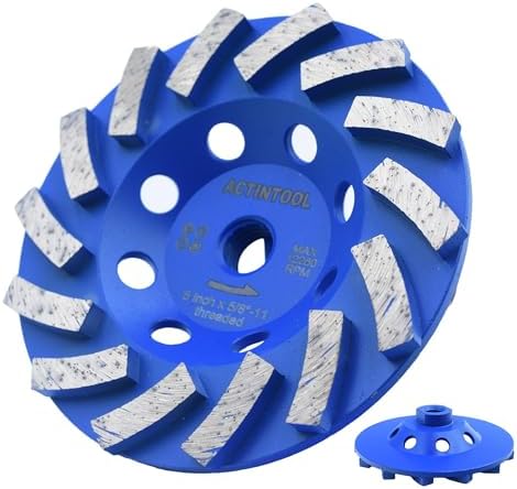 5 in.x5/8-11 in. Plate 14 Segments Turbo Shape Diamond Grinding Cup Wheel for Concrete and Stone (5 Inch 5/8"-11 Threaded)
