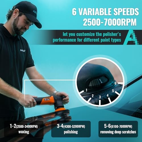 AUTIWOZ Mini 2/3inch Car Buffer Polisher, 12mm Random Orbital DA Kit