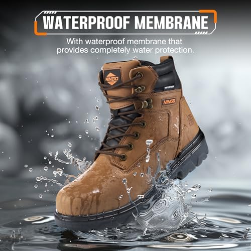 NINGO Waterproof Steel Toe Work Boots for Men, EH Rated, Puncture Proof