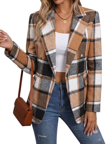 Mina Self 2026 Women's Fall Tweed Blazer Plaid Jacket Business Casual Coat