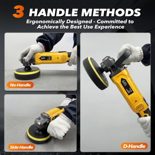 Buffer Polisher, 1600W Rotary Car Buffer, 6 Inch/7 Inch, Yellow