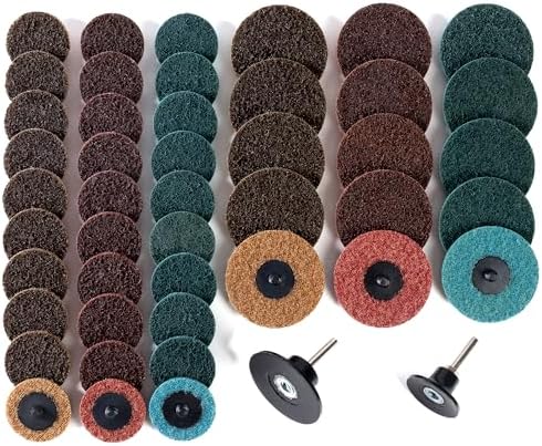 2 and 3 Inch Ssanding Disc 47Pcs Assorted Quick Change Sanding Discs Set with 1/4" Shank Holder Die Grinder Sanding Disc Surface Conditioning Discs for Burr Finish Rust Paint Removal