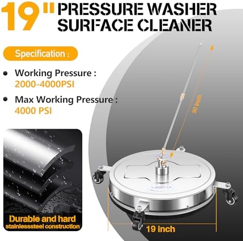 LidoDola 19'' Pressure Washer Surface Cleaner, Power Washer Accessory