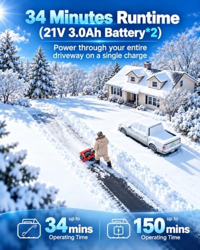 DEGGE Electric Cordless Snow Shovel, 2X 3.0Ah/ 20V/ 12-Inch Battery