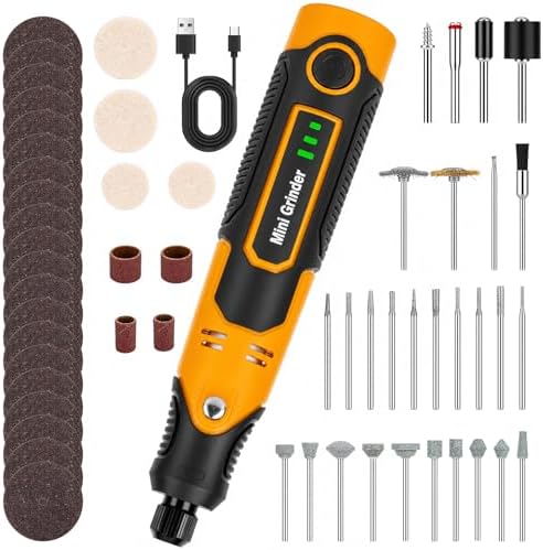Cordless Rotary Tool - 3.6V Mini Rotary Tool for Resin 3D Prints with 58 Attachments – Compact Sanding, Polishing & Drilling Kit for Cured Resin Models, Etching, Engraving, DIY Crafts