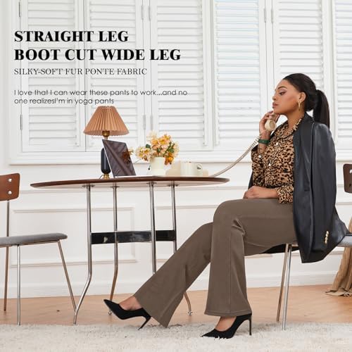 DGD Wrinkle-Free Stretch Dress Pants Plus Size for Women Pull-on Pant Ease into Comfort Office Pant