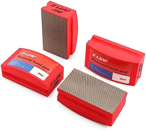 Diamond Polishing Hand Pads Arc Shape Back for Ceramic Porcelain Tile Glass Jade Stone Granite Marble Concrete Grit 200 4Pcs