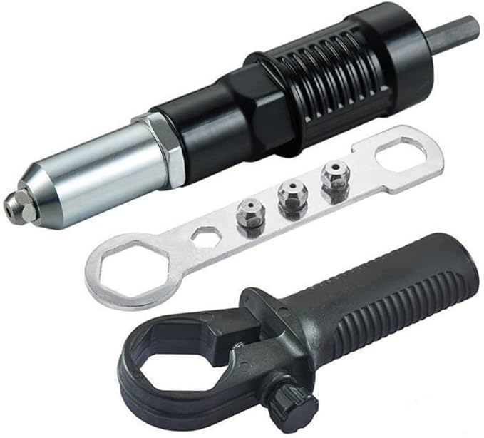 Electric Rivet Tool Adapter Set for Cordless Drill High Efficiency Low Noise Forged Alloy Steel 2.4-4.8 mm Shaft Sizes 1 Pack