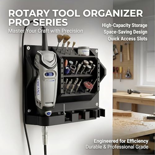 Wall Mount Bracket for Dremel Rotary Tool, Universal Fit for 3000/4000/4300/300, Space Saving Wall Mount Organizer with Built-in Bit Storage, Workshop & Garage Tool Organization System