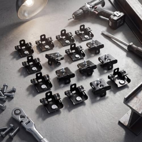 Hicarer 50 Pack Hammer-on Flange Clips with Threaded Stud for 1/8" to 1/4" Flange Beam Clamp with Hole Cable Clip Spring Steel Black E-coat Finish