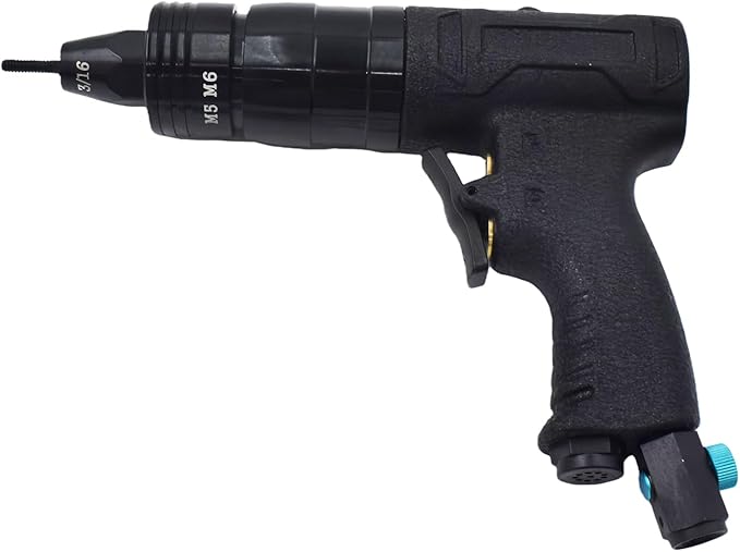 Pneumatic Rivet Nut Gun Air Rivet Nut Pull Setter Riveting Fastening Tool With 1/4 3/16 Riveting Mandrels Quick Change Locking Nozzle Bolts Adapter Drill For Air Rivet Nut Insert Installation Tool