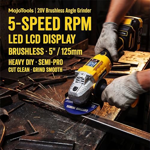 Brushless Cordless Power Tool Combo Kit for Heavy DIY & Semi-Professional Use – 50Nm Drill Driver, 380Nm Impact Wrench, 5" Angle Grinder LCD, 2×3000mAh Batteries, Carry Case &&Accessories