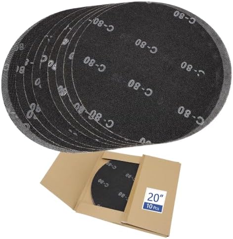 HUAALIUCHE 20" Sanding Screen Discs - Mesh Floor Sanding Screen - Black Silicon Carbide - for Wood Floors (10 Pack, 80 Grit)