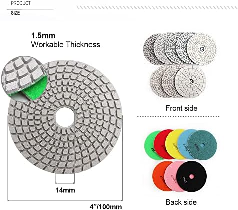 SHDIATOOL 4 - Inch Diamond Polishing Pads with White Bond Grit 800 Wet for Marble Granite Stone 8Pcs 100mm