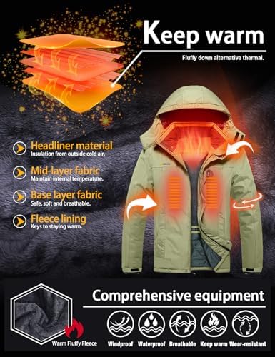 GEMYSE Men's Winter Ski Jacket Waterproof Snow Coat with Detachable Hood