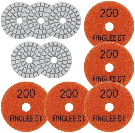 2 Inch Diamond Polishing Pads with 7Pcs Dry Wet Granite Stone Polish Pad Kit for Drill，50-3000 Grit Polishing Pad (5Pcs 200#（Dry/Wet）)