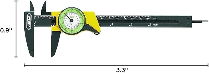 General Tools 142 Plastic Dial Caliper, 0-6" Range, .01" & 1/64"